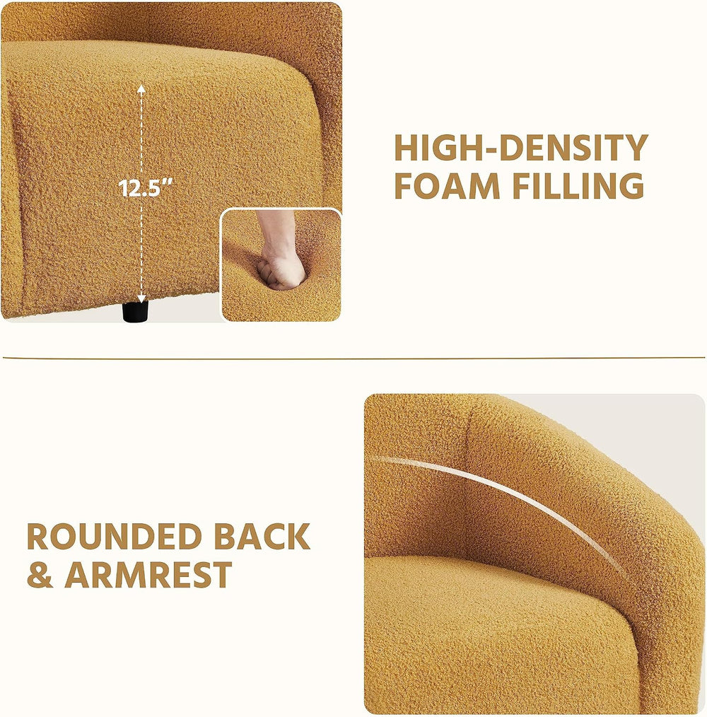 Yaheetech Small 25.5in Wide Sherpa Barrel Accent Chair, Mustard Yellow