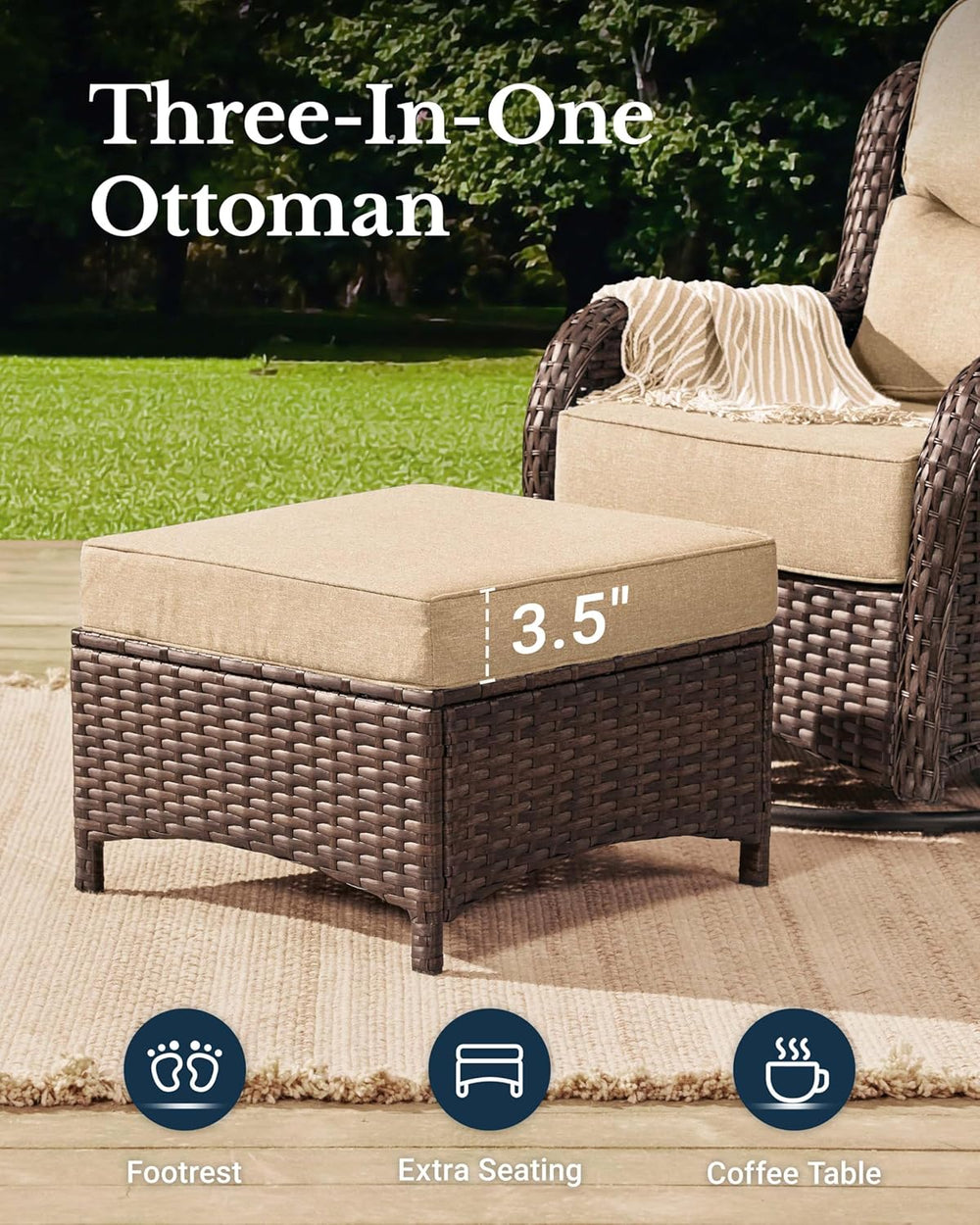 HILLGA Luxury Outdoor Patio Furniture Set with 6-Inch Thick Cushions