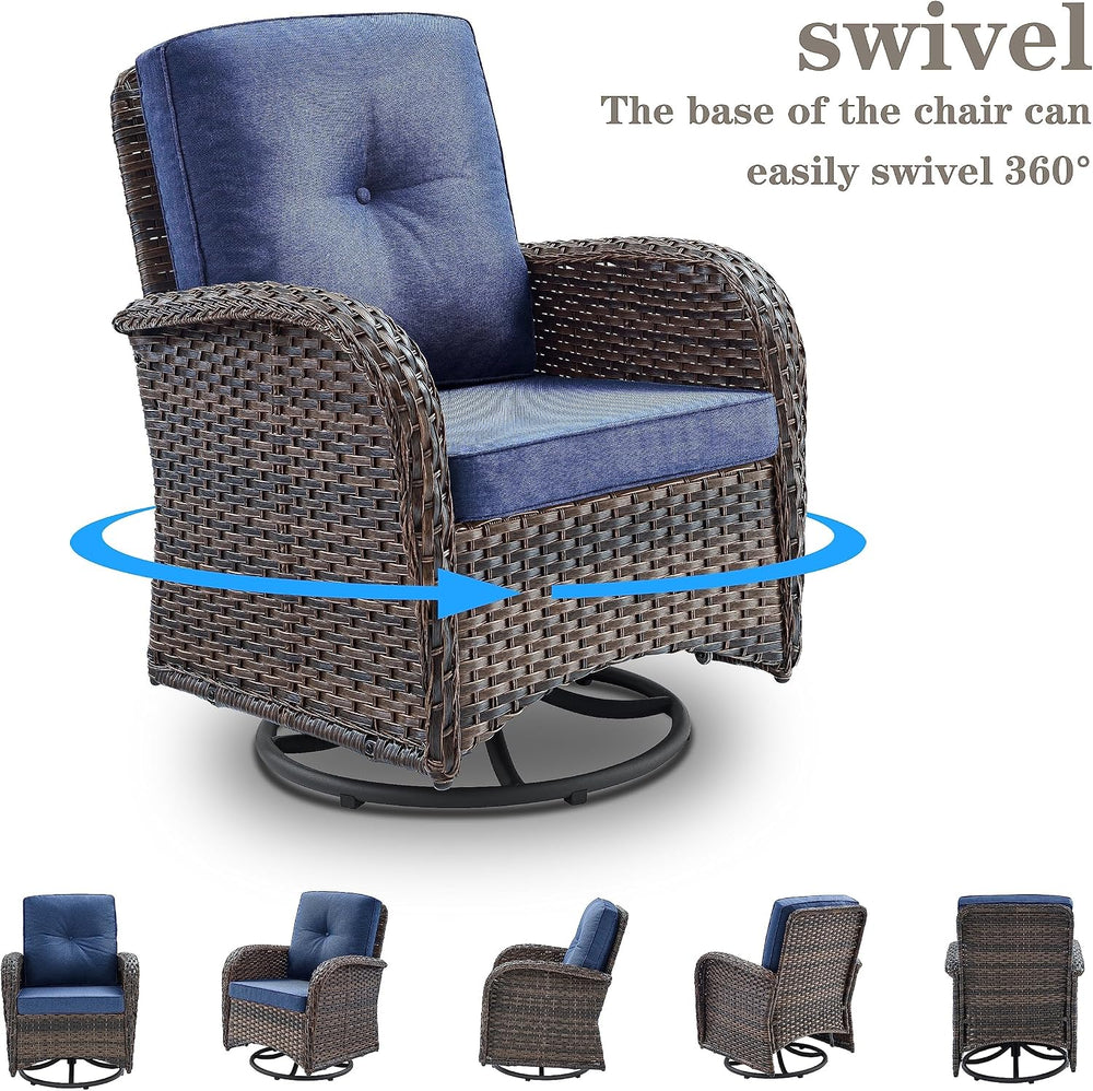 Belord Patio Furniture Swivel Glider PE Wicker Chairs, Outdoor Swivel Rocker ...