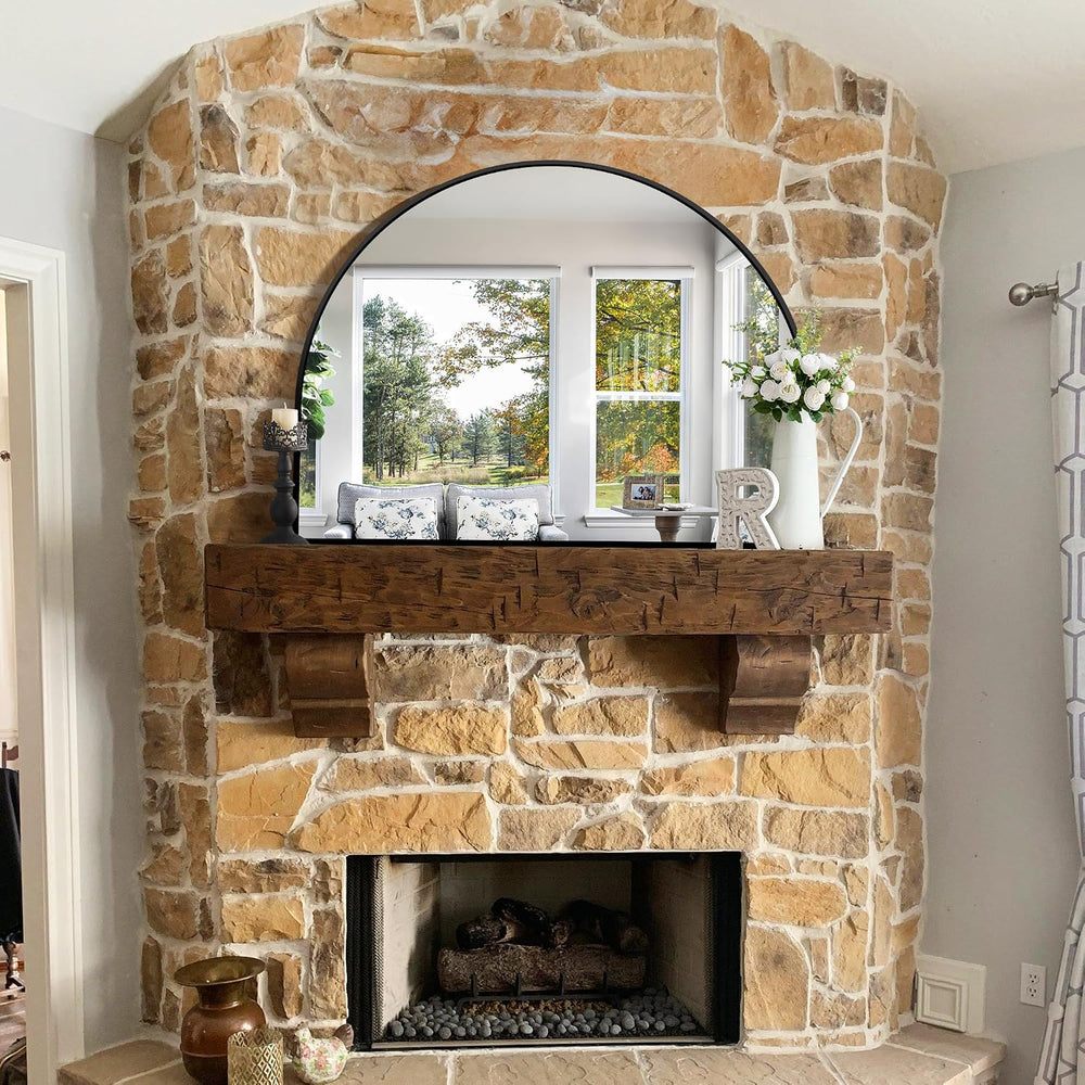 CIRCUMI Arched Wall Mirror, 48"x36" Black Arched Mirror for Entrywa...