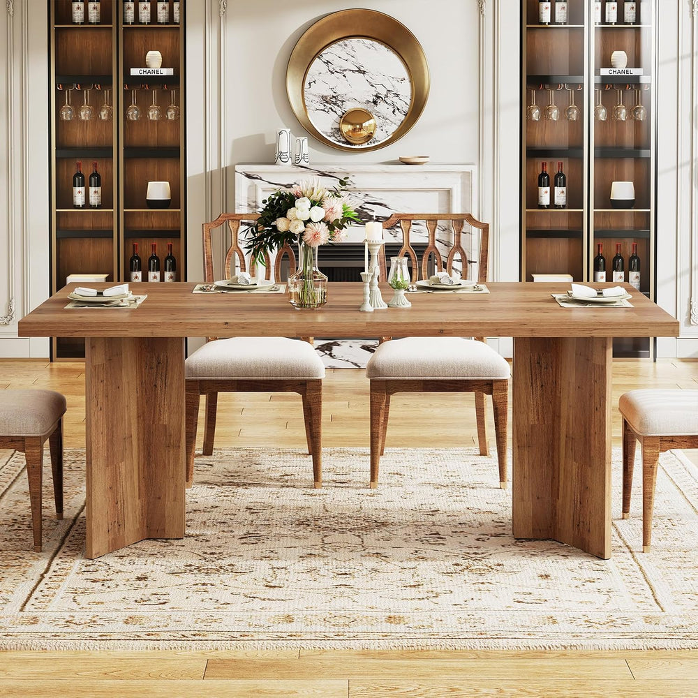 Tribesigns 63-inch Dining Table for 4-6, Farmhouse Kitchen Table with Large T...