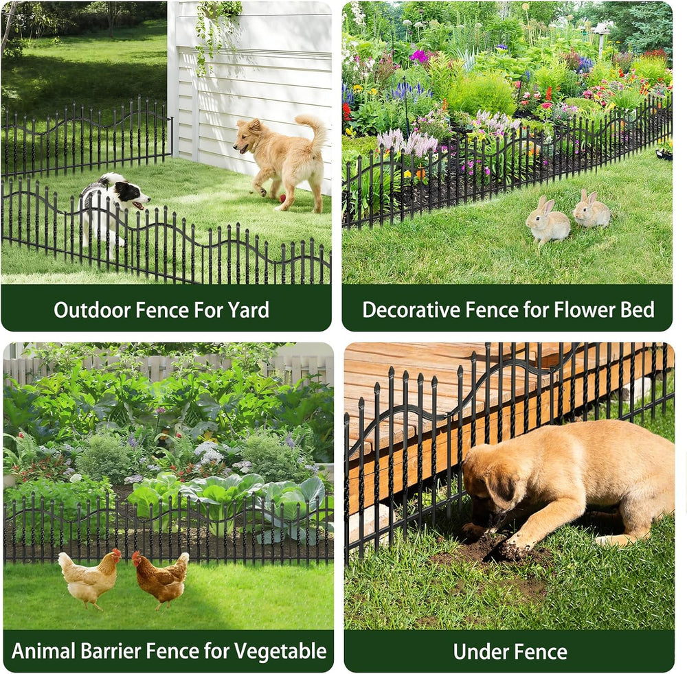 10 Panels Decorative Garden Fence, 24 in(H) X 20 ft(L) Dog Fence Outdoor for ...