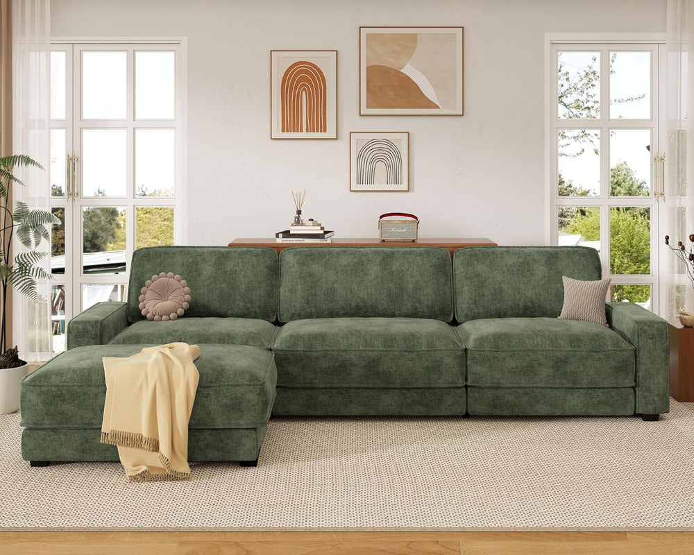Vipbear 120" Chenille Oversized Modular Sectional Sofa, L Shaped Couch S...