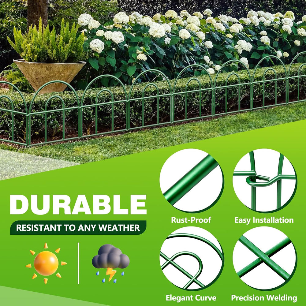 Decorative Garden Fence 32.5ft x 17in - 30 Pack Rustproof Metal No Dig Fence ...
