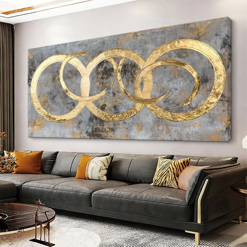 Large Gold Circle Wall Art Decor 39"x78" Abstract Wall Art For Livi...