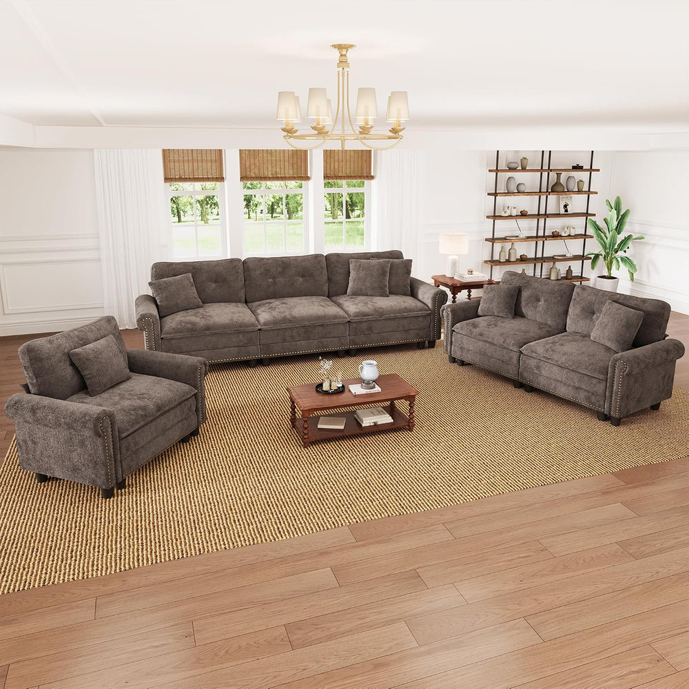 PHI VILLA Modular Sectional Sofa Set Living Room 3-Piece Extra Deep Seats