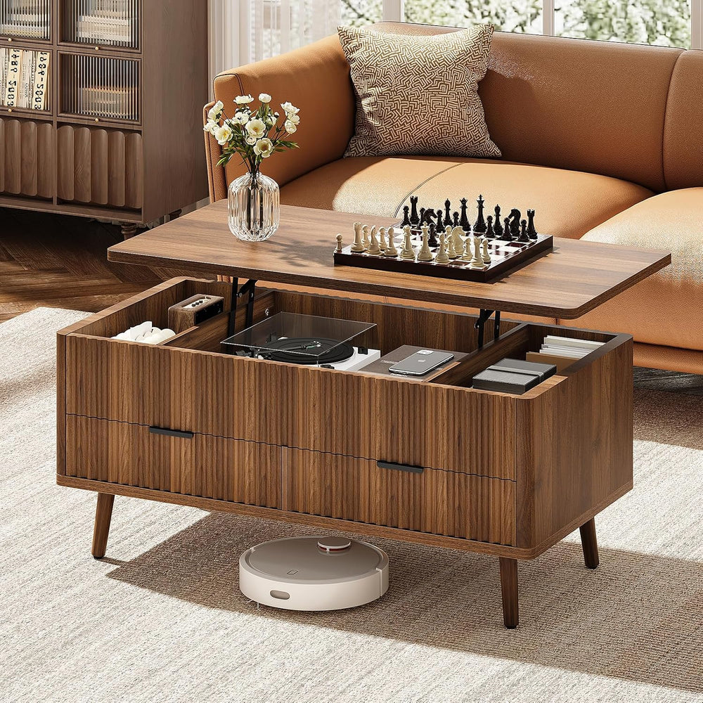 Lift Top Coffee Table with Storage, Living Room Coffee Table with 2 Drawers