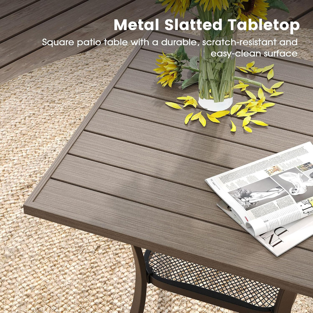 DIFY 3-Piece Outdoor Patio Bistro Dining Set, Grey Wood-Like Small Square Din...