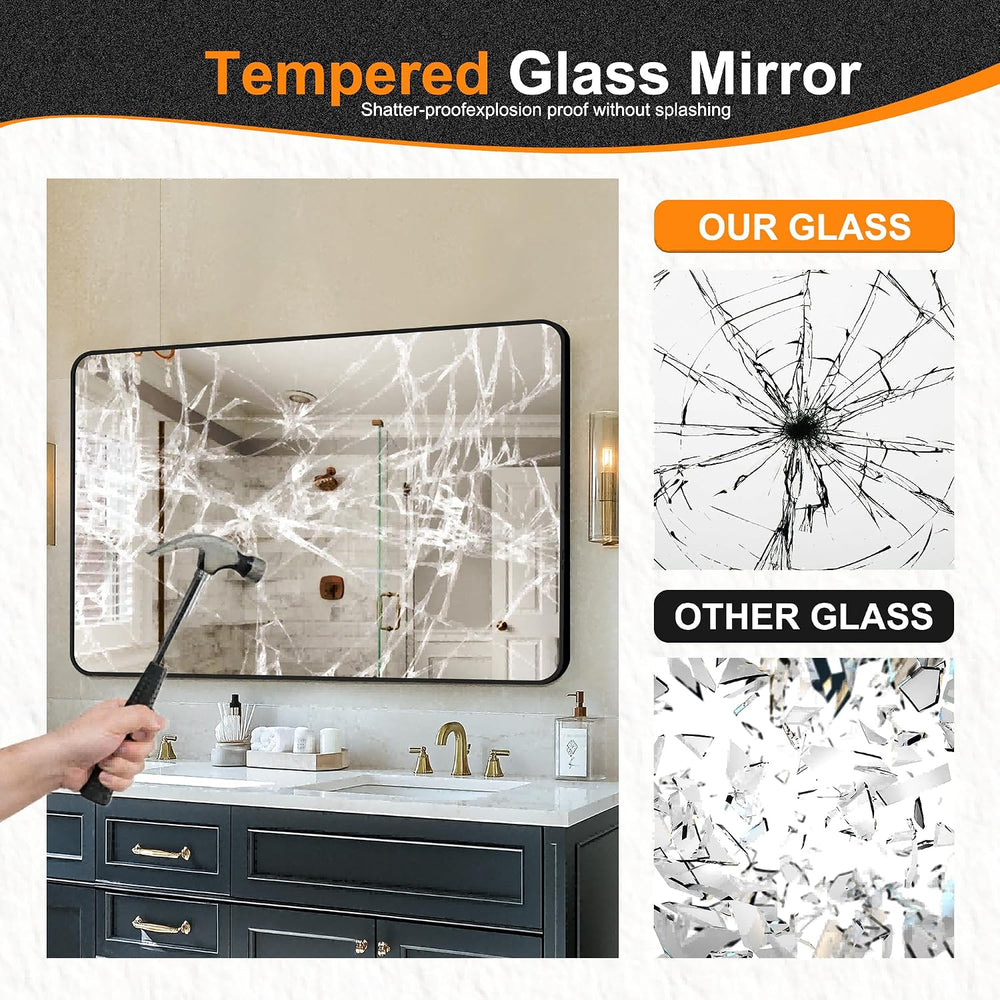 Delma Bathroom Vanity Mirror, Black Framed Mirror for Over Sink, 50x30