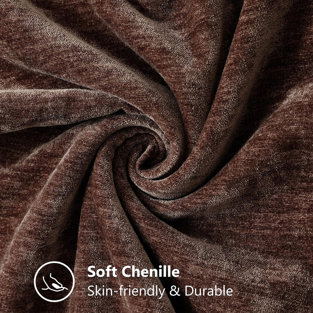 decorUhome Soft Chenille Throw Pillow Covers 24x24 Set of 2 Chocolate