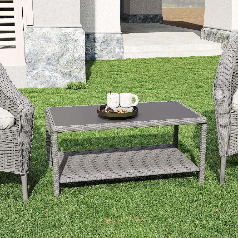 C-Hopetree Small Outdoor Coffee Side End Table for Outside Patio Storage, Gra...