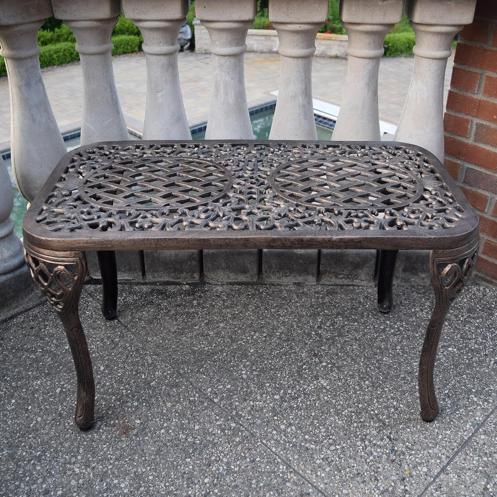 Oakland Living Mississippi Cast Aluminum Cocktail Table, 35-Inch by 18-Inch, ...