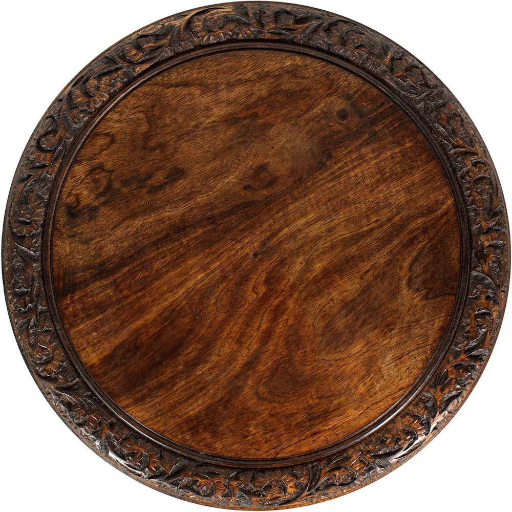COTTON CRAFT Solid Wood End Table - Hand Carved Folding Accent Side Table