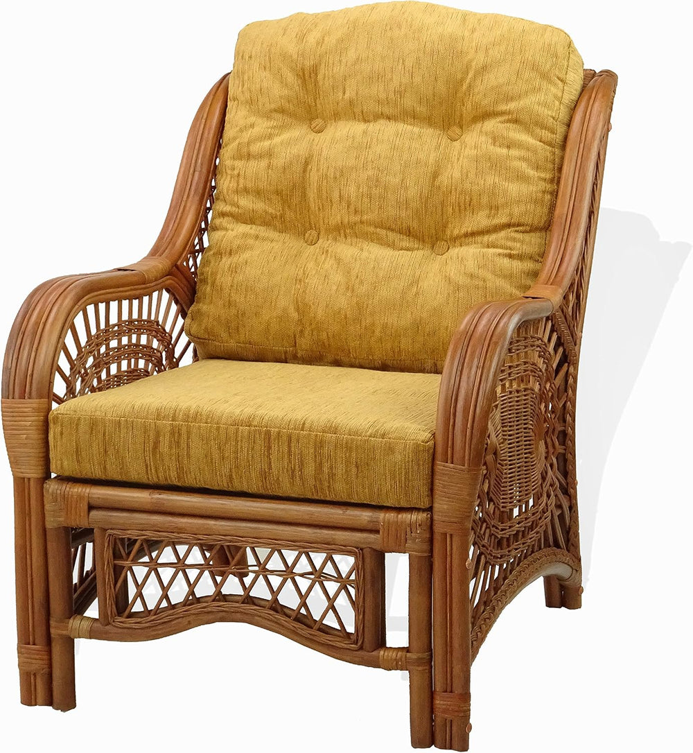 Malibu Living Set of 2 Chairs Natural Rattan Wicker Handmade with Light Brown...