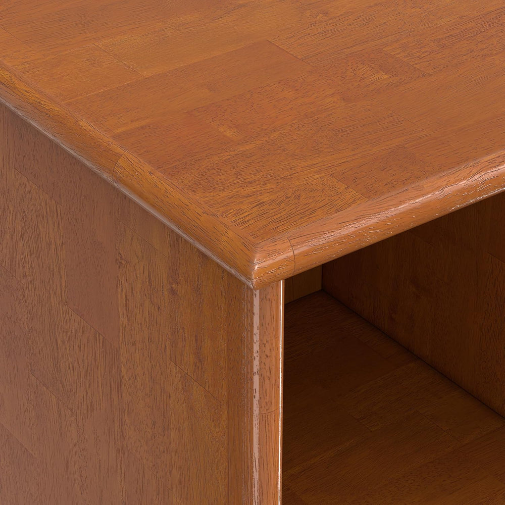 SIMPLIHOME Draper 58" Tall Solid Wood 9-Cube Bookcase in Teak Brown