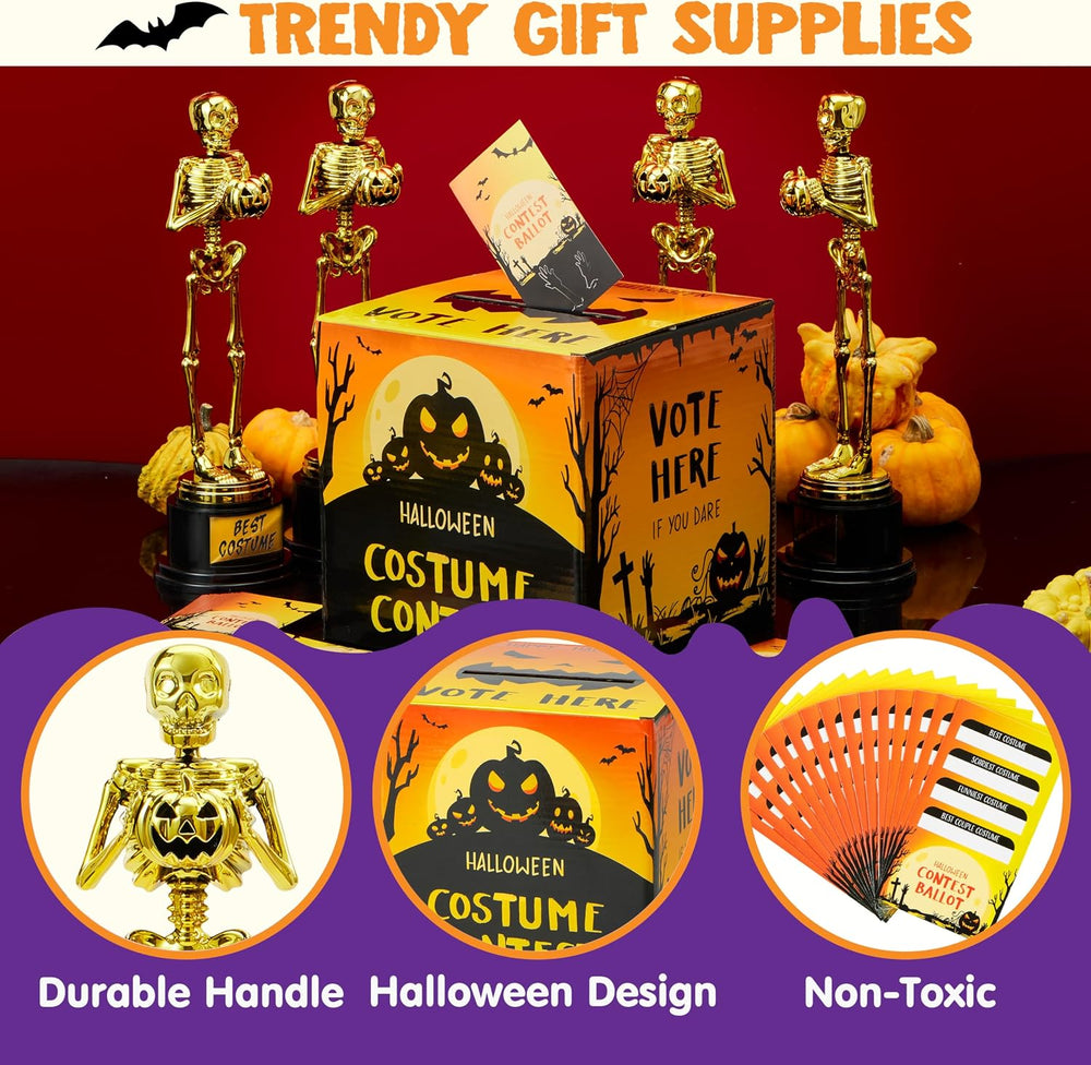 JOYIN Halloween Costume Contest Ballot Card Box, 4 PCS Trophy Awards Best Cos...