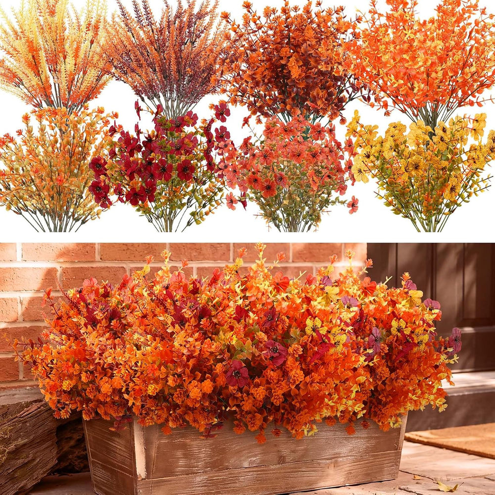 Riceshoot 24 Bundles Artificial Fall Flowers Outdoor Planters Decorations