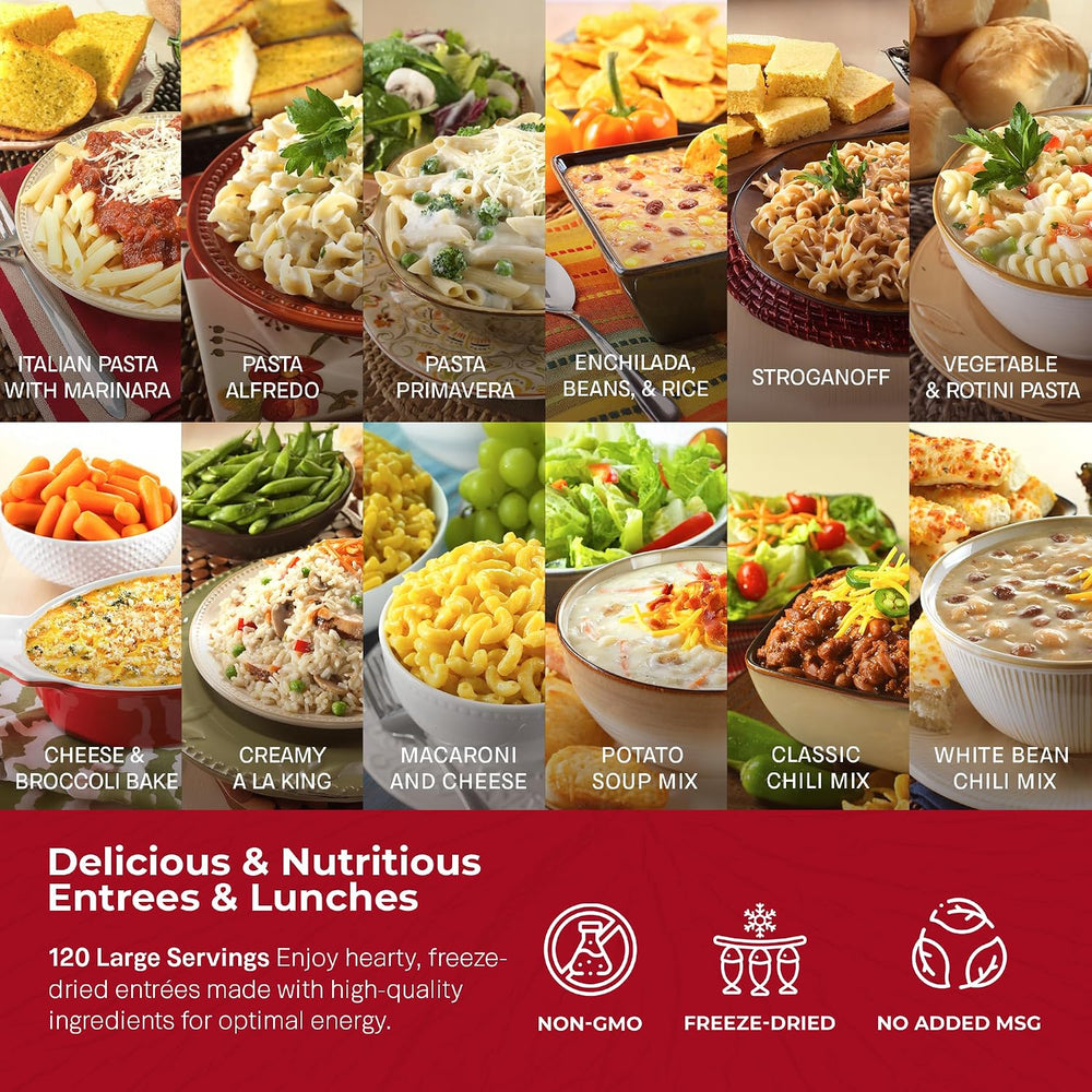 Legacy Food Storage 120 Serving Emergency Food Supply Bucket, 16 Entrees, 48,...