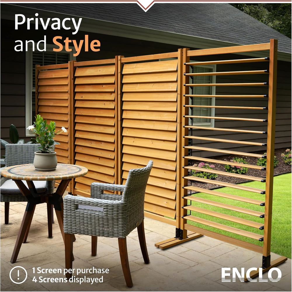 Enclo Convertible Freestanding/Surface Mounted Privacy Screen, Cedar Wood