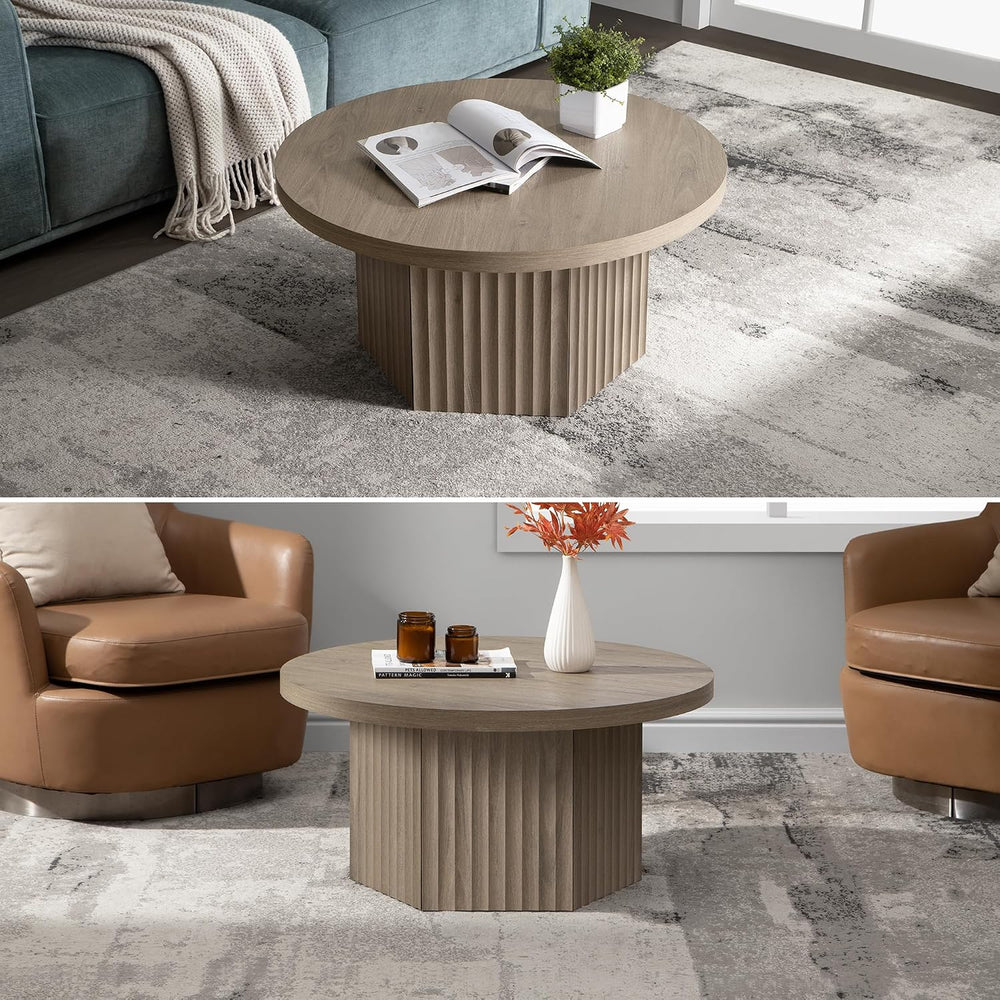 SICOTAS 32" Round Coffee Table for Living Room Modern