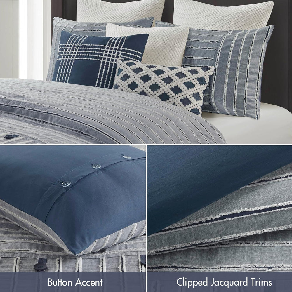 Madison Park Farmhouse King Cotton Comforter Set with Removable Cover, 9pc