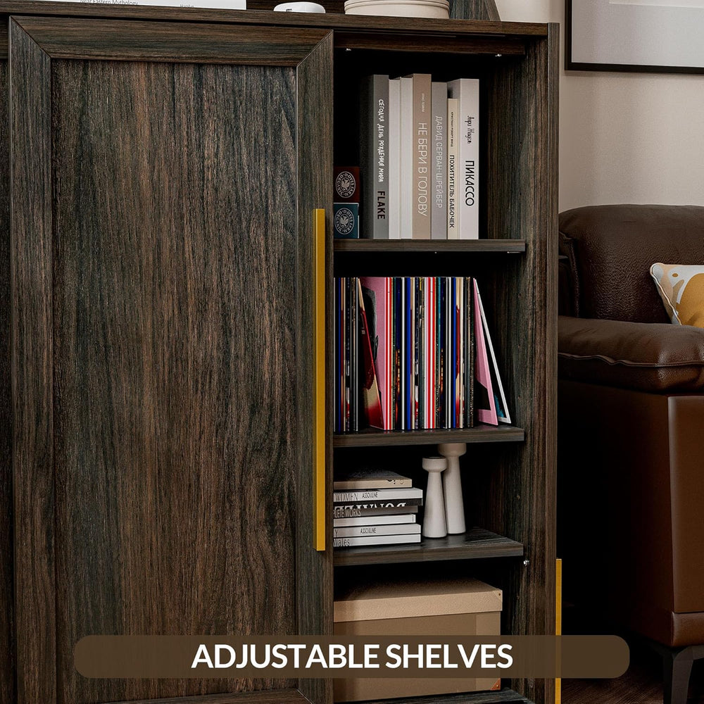 BELLEZE 45" Dana Storage Cabinet with Sliding Doors - Brown