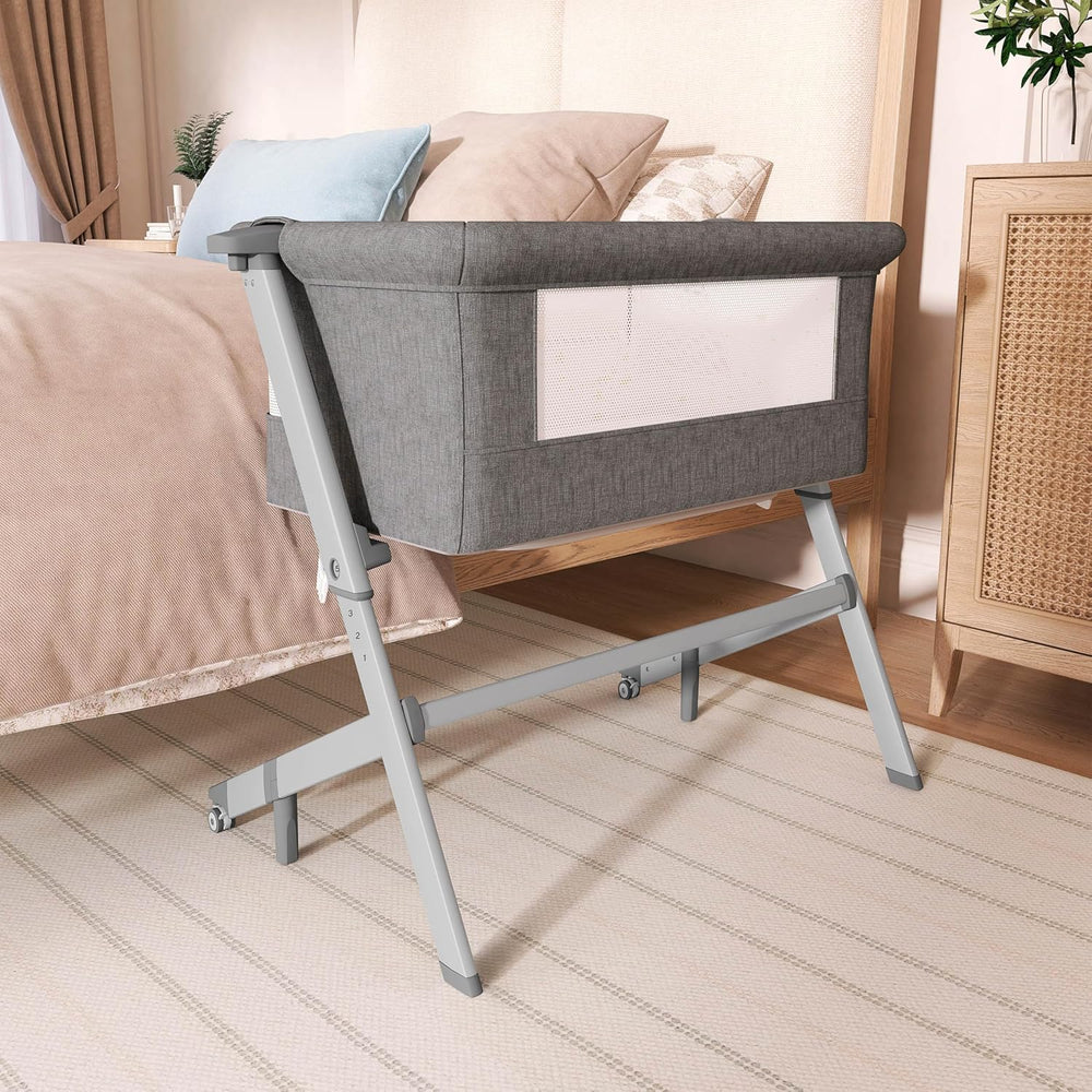 Dream On Me Skylar Bassinet & Bedside Sleeper, Adjustable Height, Grey