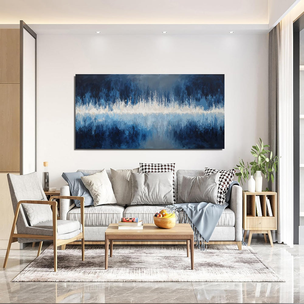 YISXINOAG Deep Blue Abstract Wall Art Modern Calm Cool Tones Canvas 20"X...
