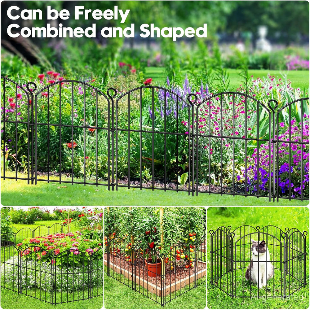 Decorative Garden Fence 17in (H) x25ft (L),Arched Rustproof Metal No Dig