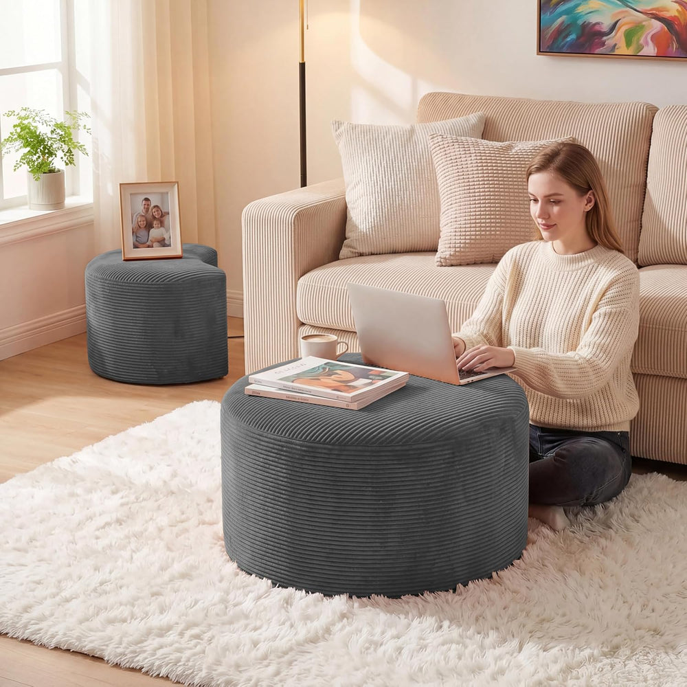 BSHOMGI Boneless Ottoman Nesting Coffee Table Set of 2,Corduroy Soft Foot Res...