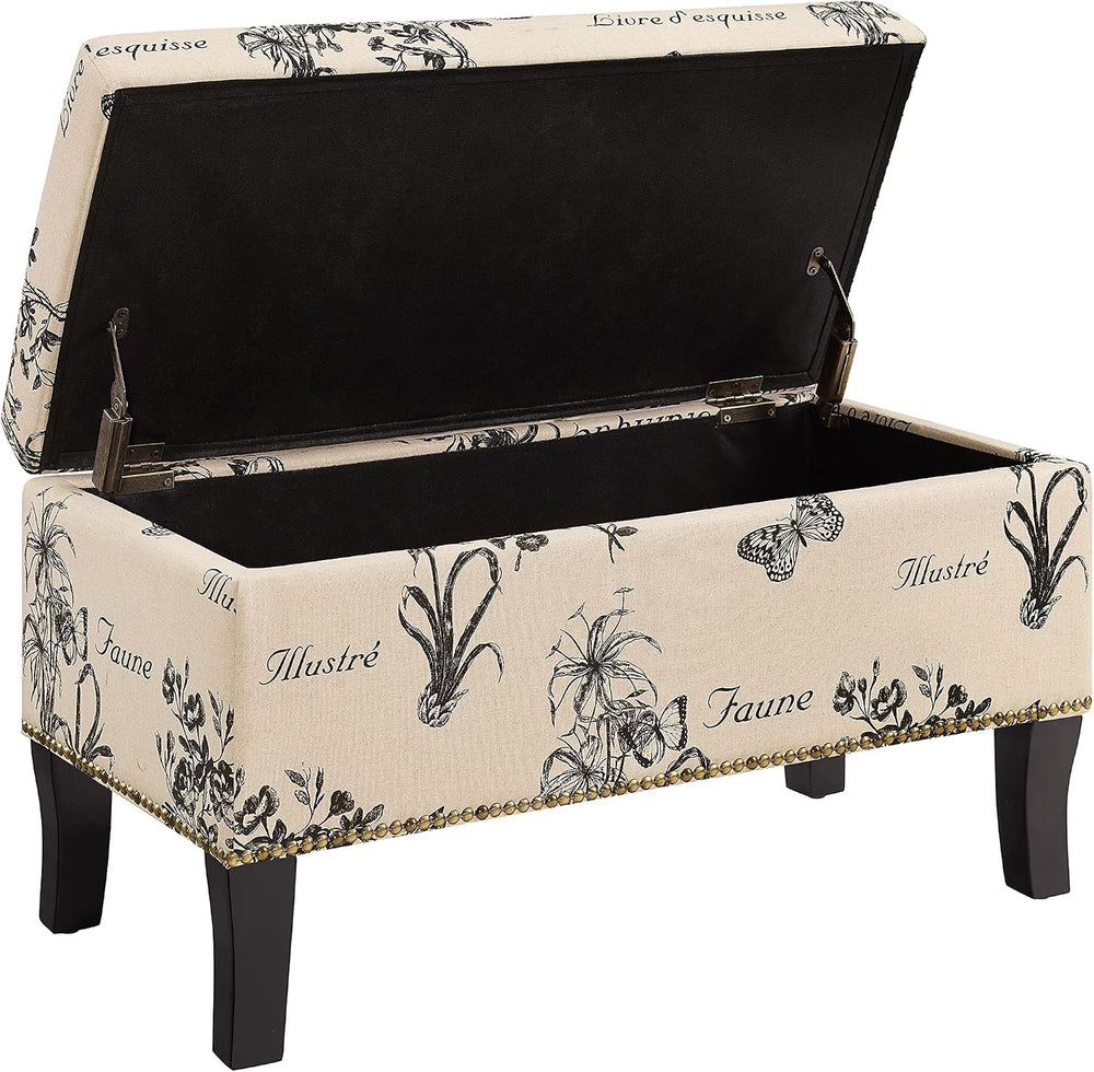 Linon Stephanie Ottoman, Botanical Linen