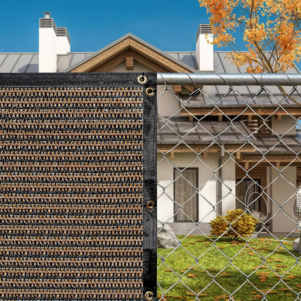 7' x 11' Brown Fence Privacy Screen Commercial Grade Heavy Duty Black...
