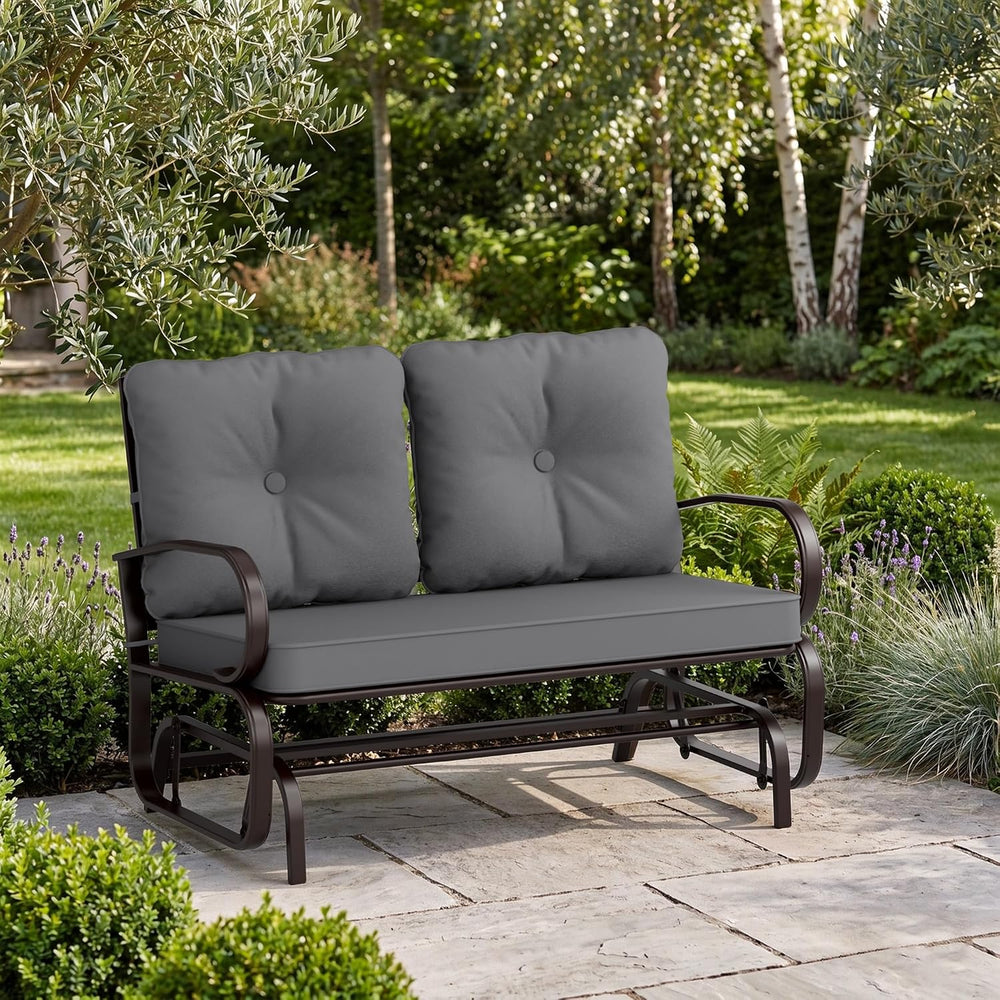 Crownland Outdoor Patio Glider Chair, Rocking Glider Bench for 2 Person, Porc...
