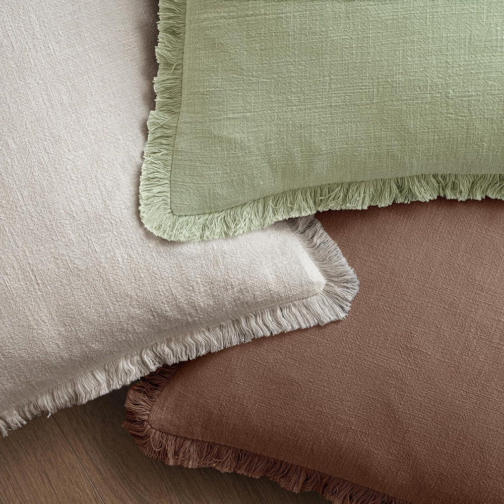 MIULEE Linen Fringe Decorative Fall Throw Pillow Covers Dark Coffee 20x20