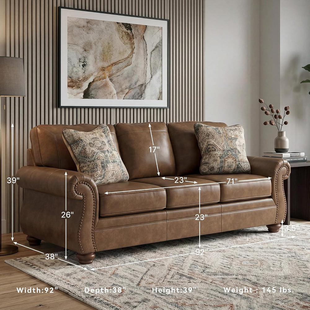 Signature Design by Ashley Faux Leather Sofa, Earth Brown, Chatterton