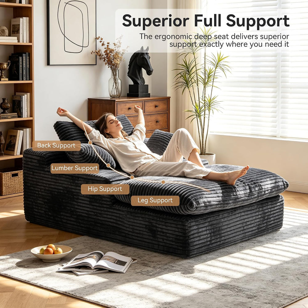 67" Oversized Boneless Chaise Lounge Chair Indoor, Grey