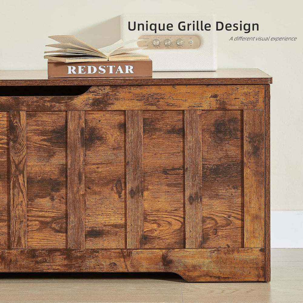VANKILEY 47.2" Storage Chest Extra Large, Wooden Storage Bench,Rustic Brown