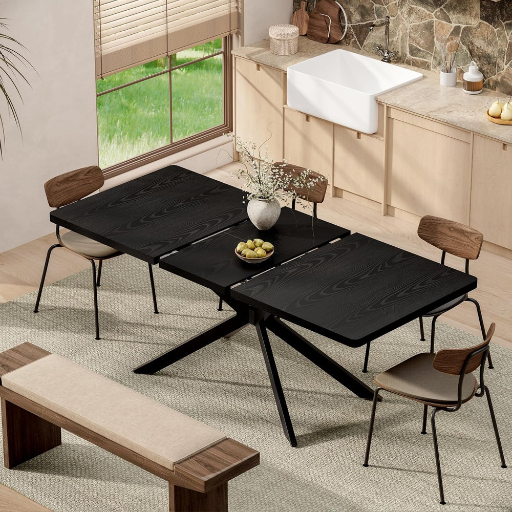 Extendable Dining Room Table for 4 6 8,55"-70" Kitchen Table Leaf,B...