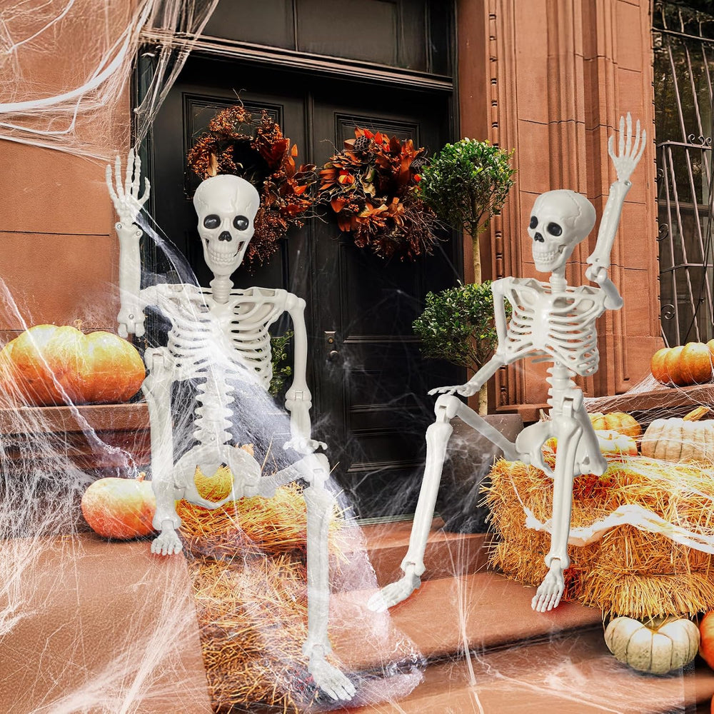 2 Pack 36" Skeleton Halloween Decorations,3Ft Plastic Posable Skeleton w...