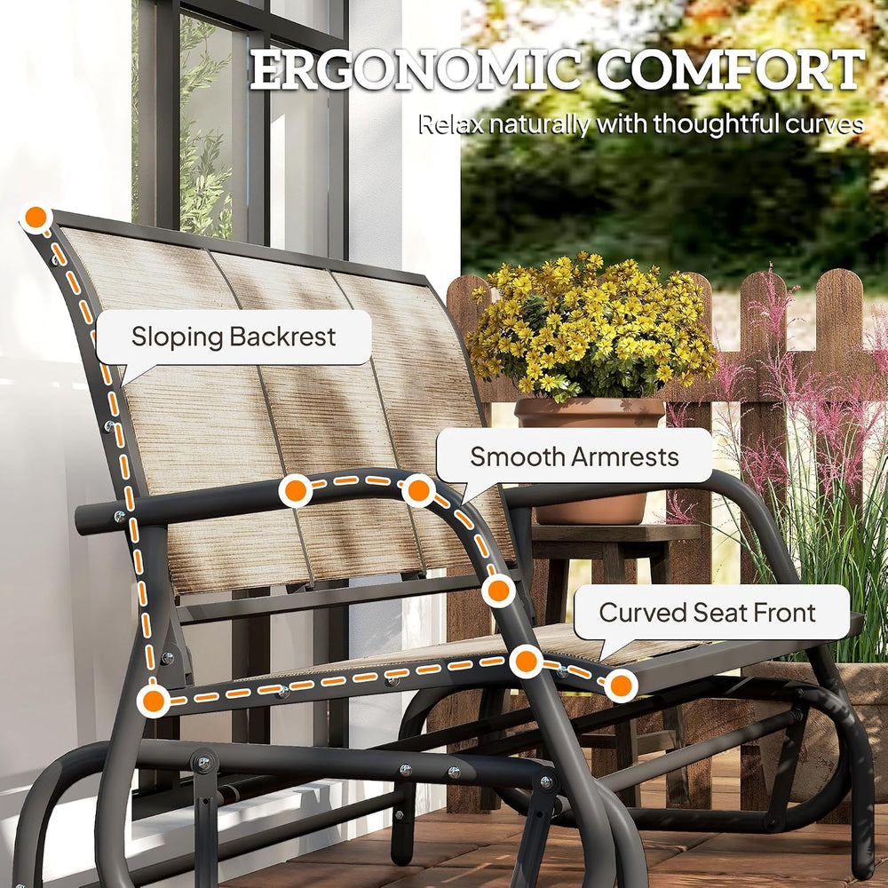 Outsunny 3-Person Patio Glider Bench Outside 3 Seats Light Mixed Brown