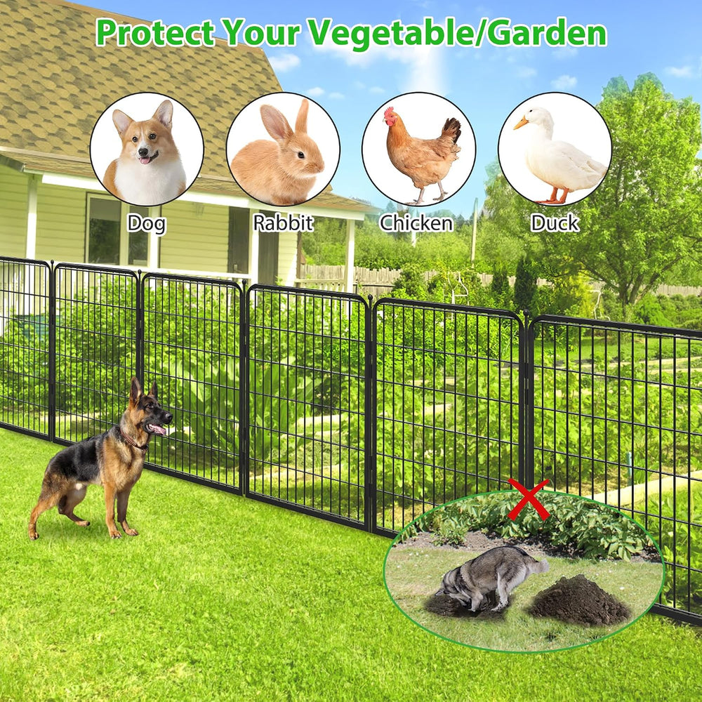 Decorative Black Metal Fencing Garden Fence with Gate, 45ft(L) 40in(H) 20 Fen...