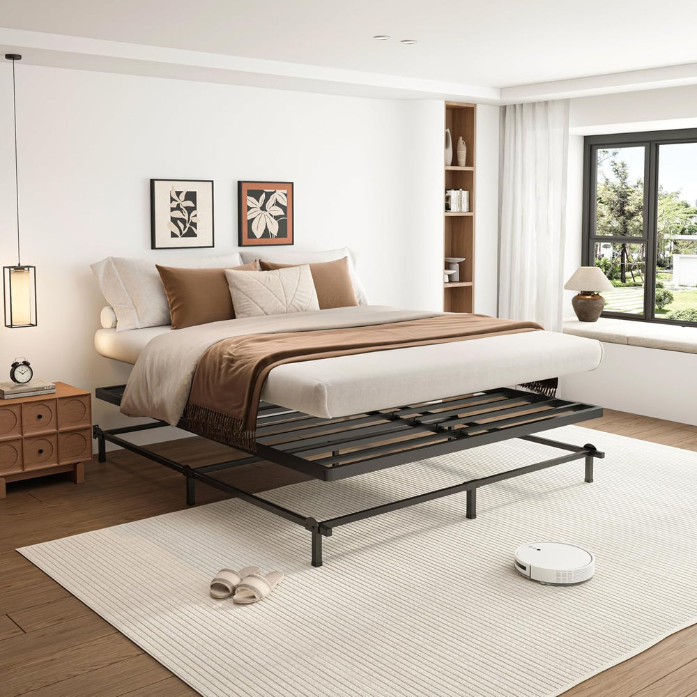 2 Inch Queen Metal Box Spring with Round Corners, Low Profile bed slat