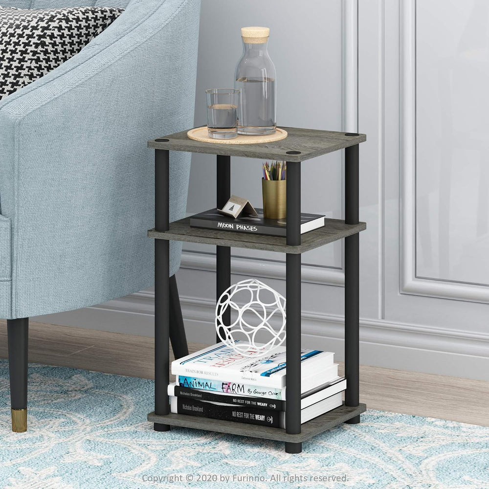 Furinno JUST Toolless 3-Tier Side Table, Open Shelf End Table, French Oak