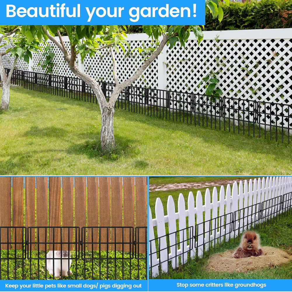 Getlay 10 Pack Animal Barrier Fences, 1.5" Gap No Digging Garden Fence P...