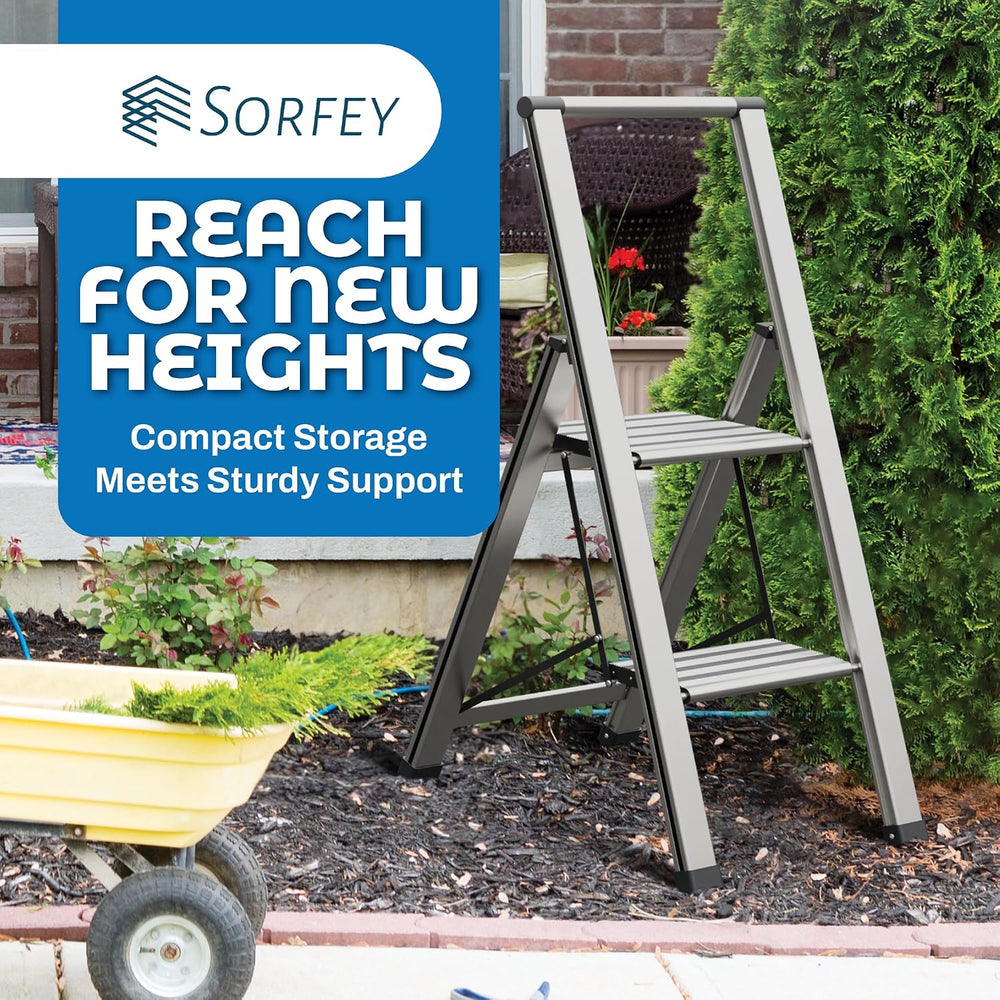 Step Ladder 2 Step Folding, Decorative - Modern Beautiful Aluminum, Lightweig...