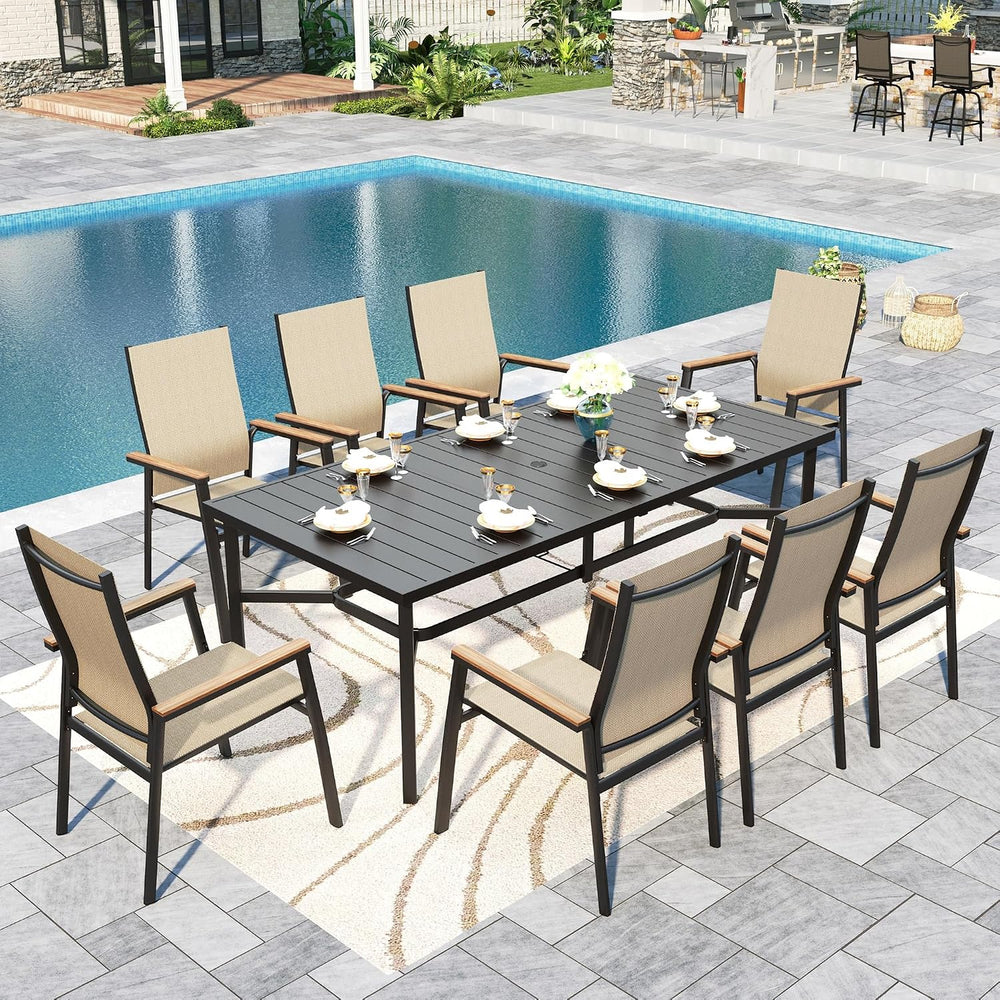 Sophia & William Patio Dining Set for 8, Metal Table & Aluminum Chairs