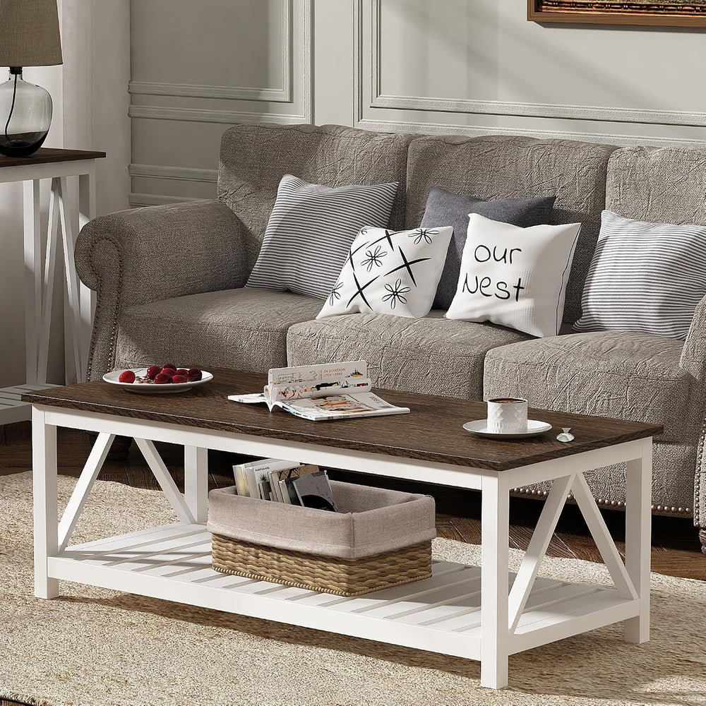 ChooChoo 47" Farmhouse Coffee Table with A-Frame Design for Living Room