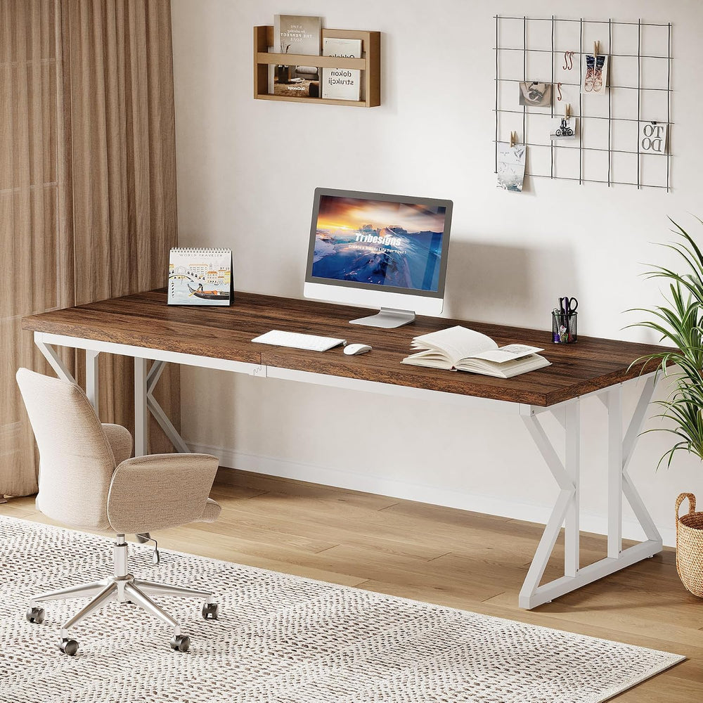 Tribesigns 78.74-Inch Large Executive Desk, Industrial Home Office Computer D...