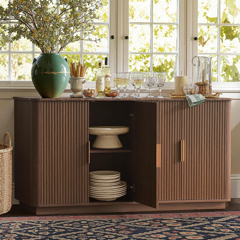 win2win 63" Fluted Sideboard Buffet Cabinet with Storage
