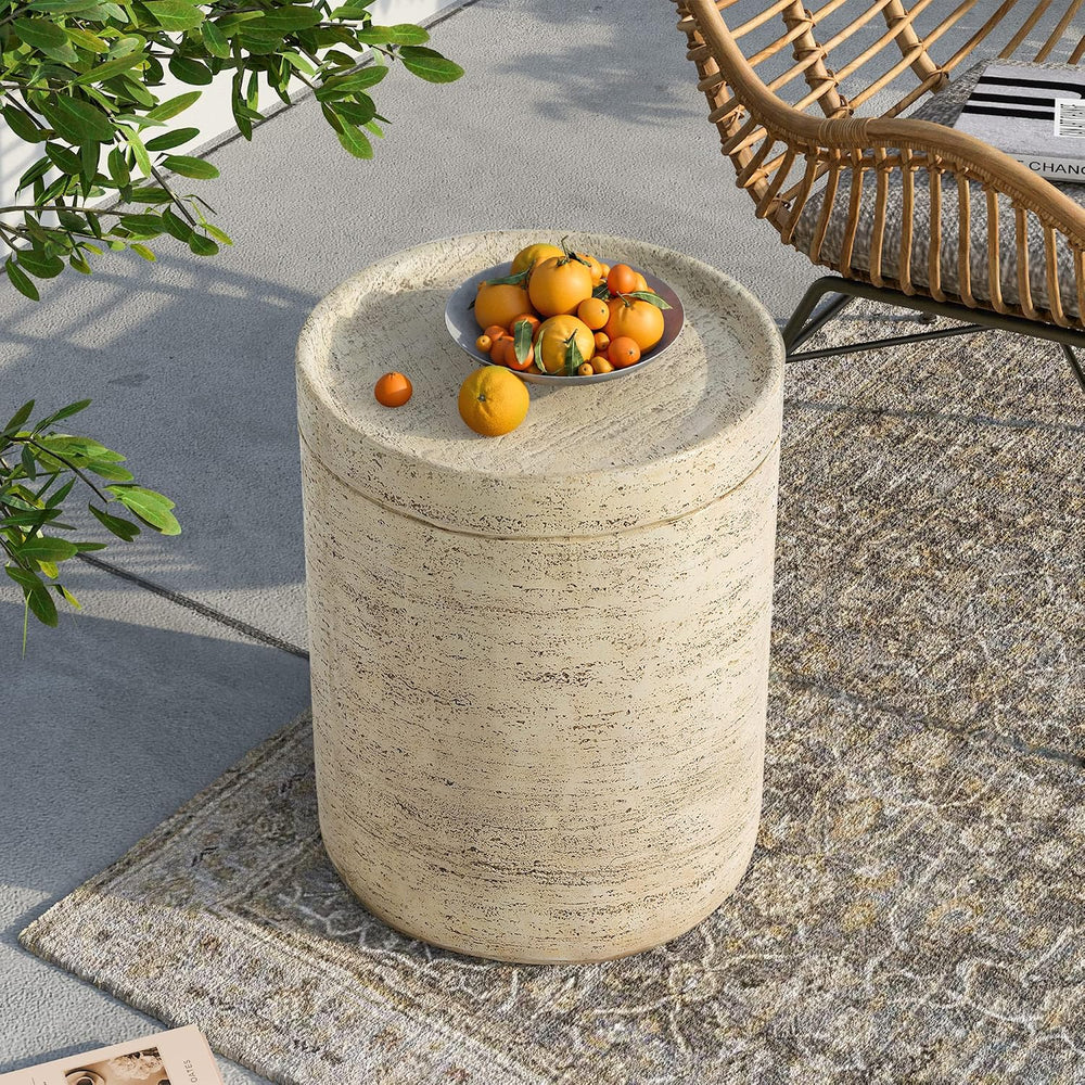 SUNBURY Outdoor Side Tables for Patio, Small Concrete Accent End Table